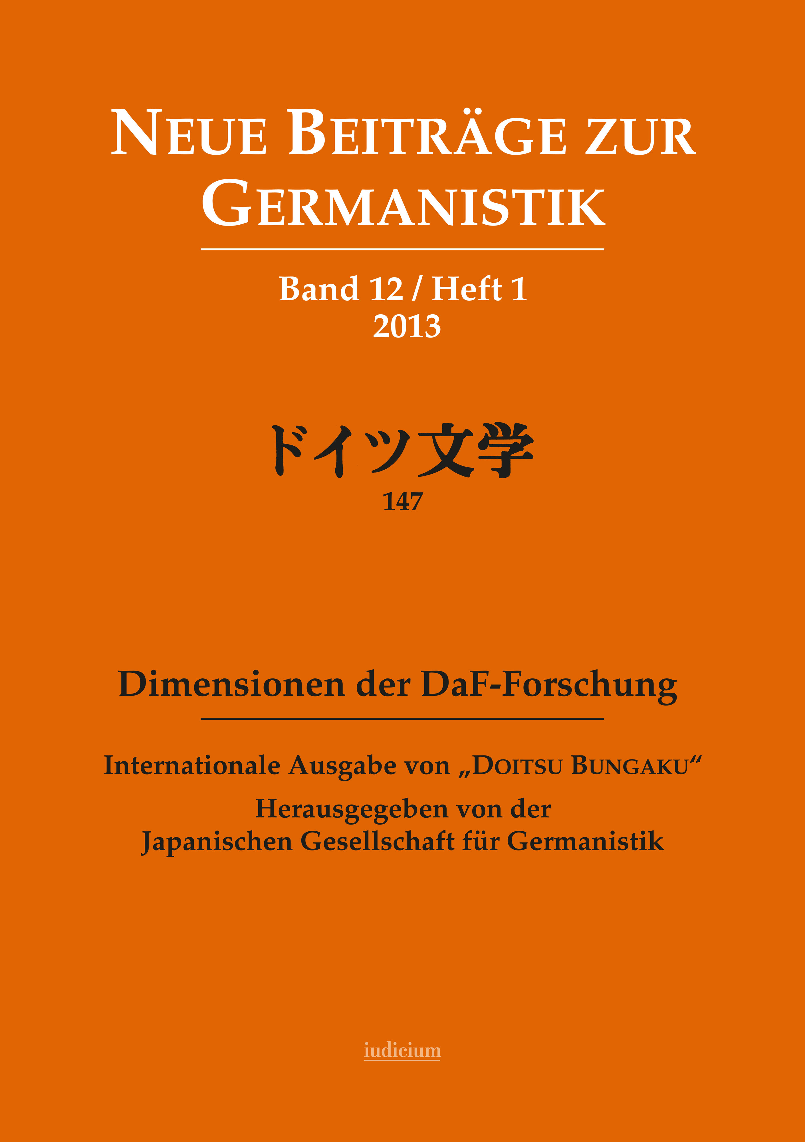 Neue Beiträge zur Germanistik, Band 12 / Heft 1